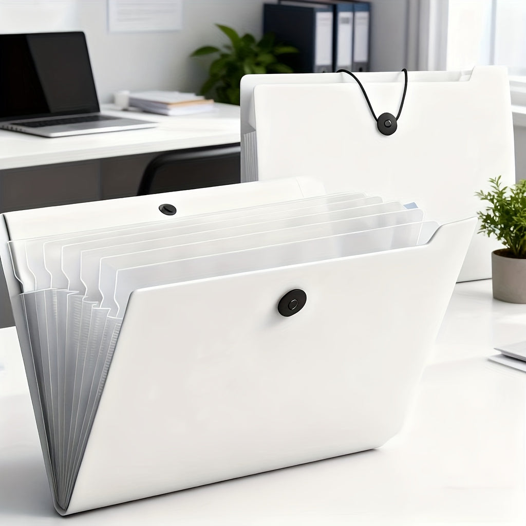 Expandable File Organizer in Light Blue A4 Size with a Handle, Suitable for Students, Business Use, And Travel