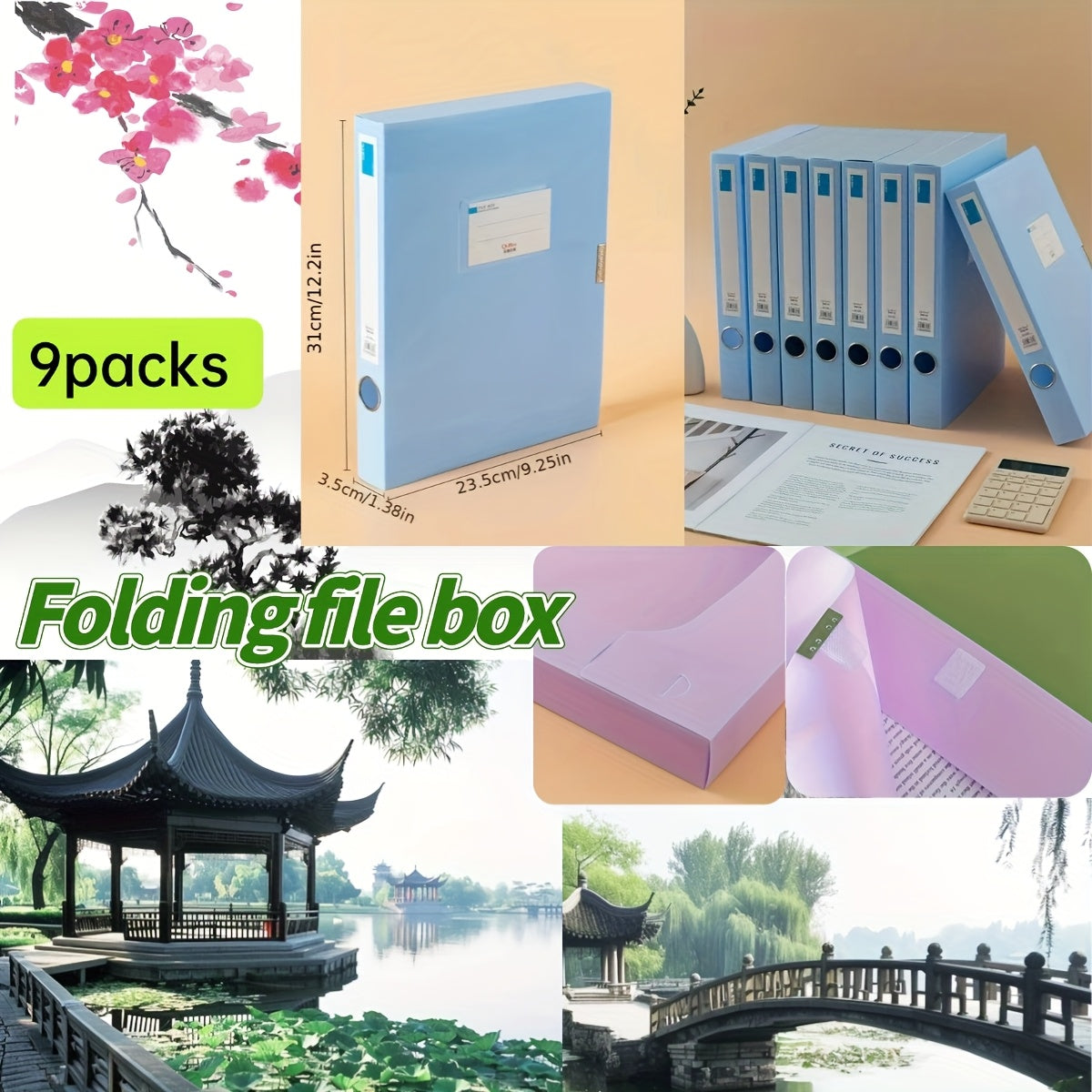 9pcs Heavy-Duty Plastic File Storage Box Compatible for Moradian Archive - PPA4 Document with Closure, Large Capacity File Folder Suitable for Office,, for Records, Contracts, Test Papers