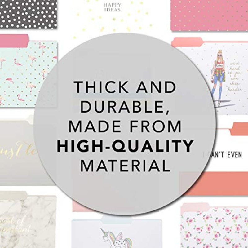 Set of 9 Elegant Golden Foil Lettering File Folders with 3 Cut Tab Designs - Durable Coated Cardstock Letter Size Organizers, Pastel Colors (Pink, Light, Dark Grey) & Golden Accent Labels for Office, Home, School - Decorative & Functional Document O