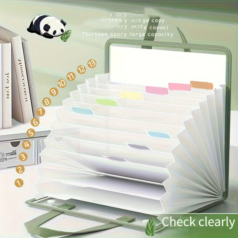 The PVC organ file holder has 13 pockets, suitable for A4 envelope size transparent folders. The multi-layer file bag is suitable for families, schools and offices, and is transparent and visible