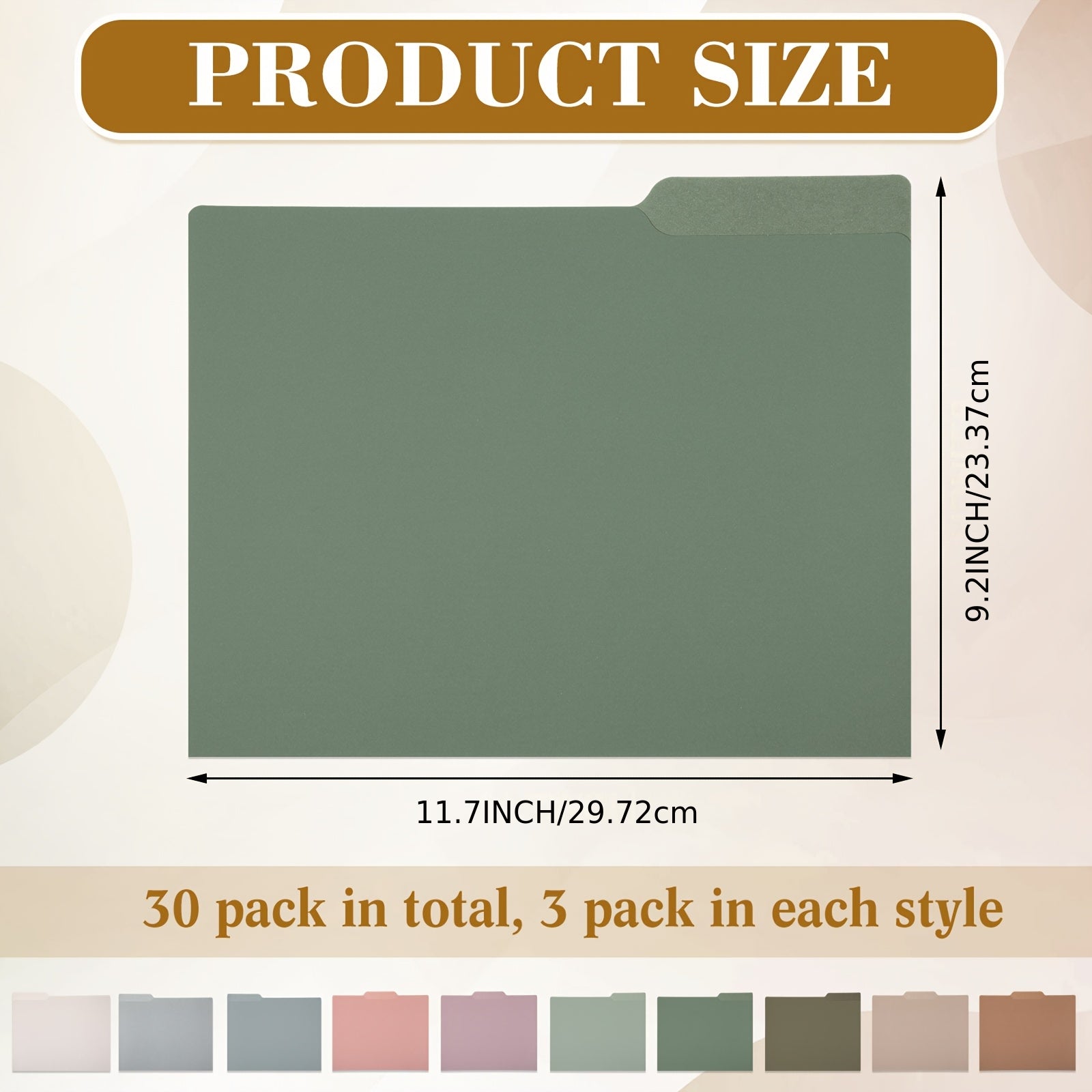 30pcs of Decorative Letter-Sized File Folders in Various Colors, Featuring 1\u002F3-Cut Tabs, Measuring 11.69 X 9.25 Inches, Designed with a Graphic Laurel Leaf Pattern for Office Organization (Morandi)