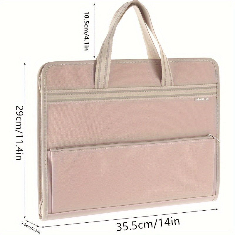 1pc Kangbai 13-grid Canvas Multi-layer Bag, Large Capacity Contract Document Test Paper Multifunctional Storage Tutoring Subject Classification Bag, Suitable for Learning And Office