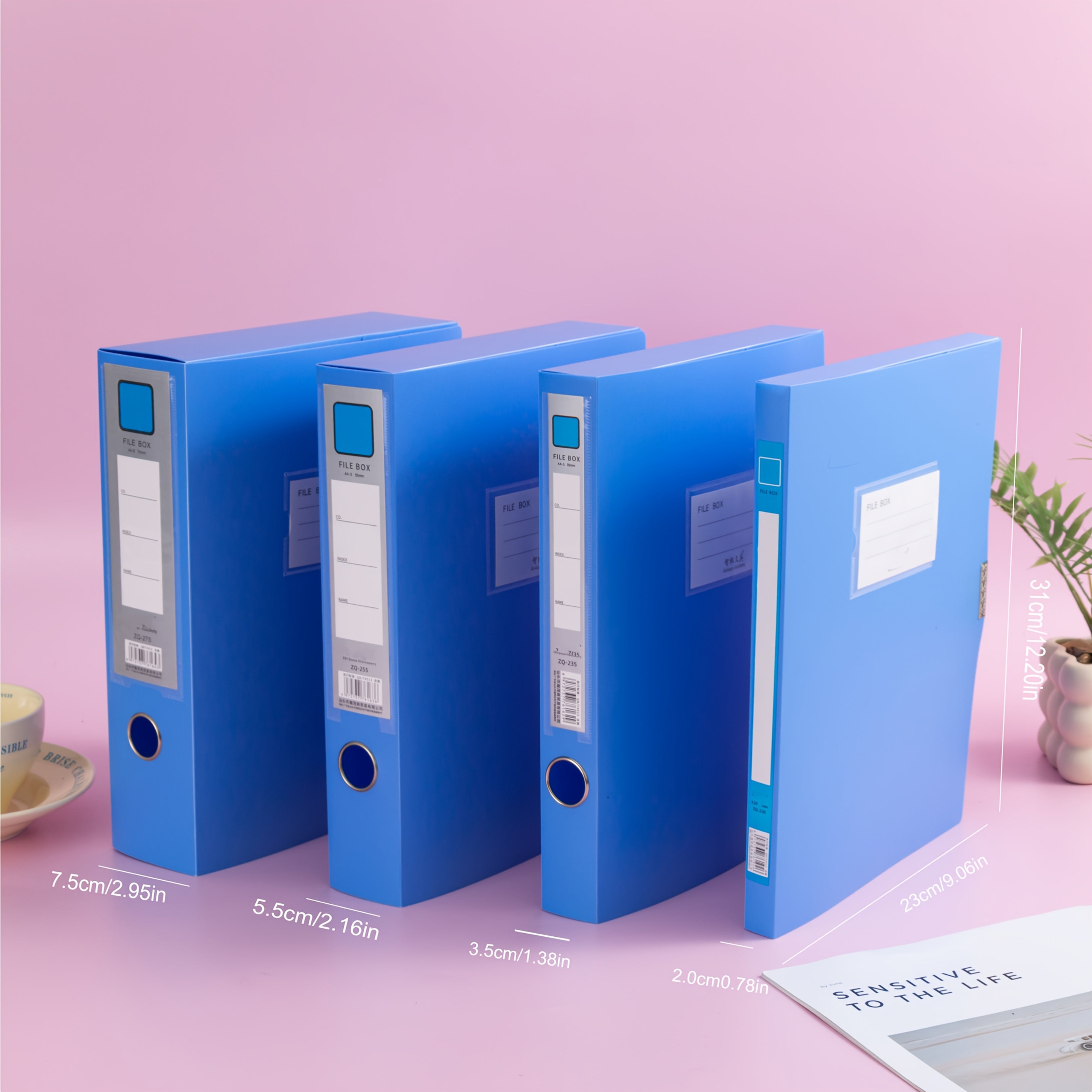 Seven Light Blue A4 File Boxes for Storing Documents, Accounting Vouchers, And Personnel Files, Thickened Office Supplies for Organizing Materials